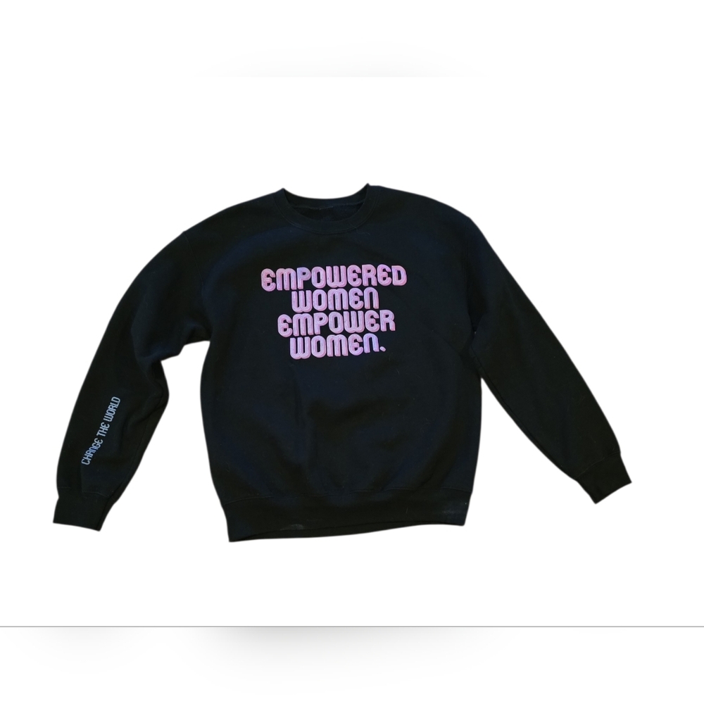 Black Crewneck Sweatshirt with Pink Empowered Women Graphic